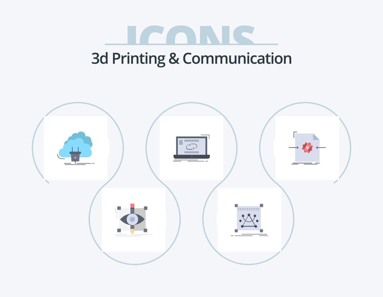 impressão 3D e design de ícone plano de comunicação 5 ícone pack. link. comunicação. objeto. poder. energia vetor