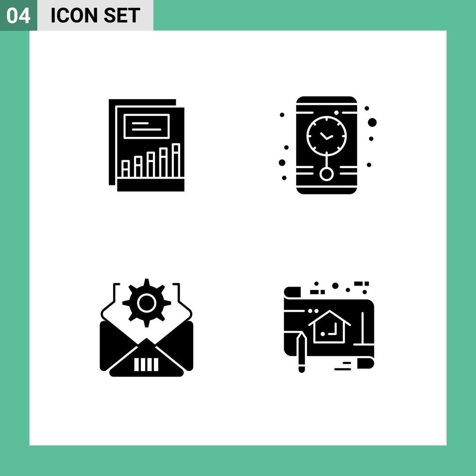 4 glifos sólidos de vetores temáticos e símbolos editáveis de elementos de design de vetores editáveis de plano de renda de configuração de crescimento