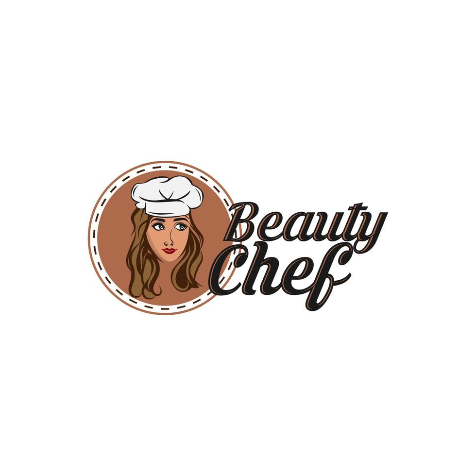 design feminino chef isolado em fundo branco, vetor de design de modelo de logotipo chef senhora