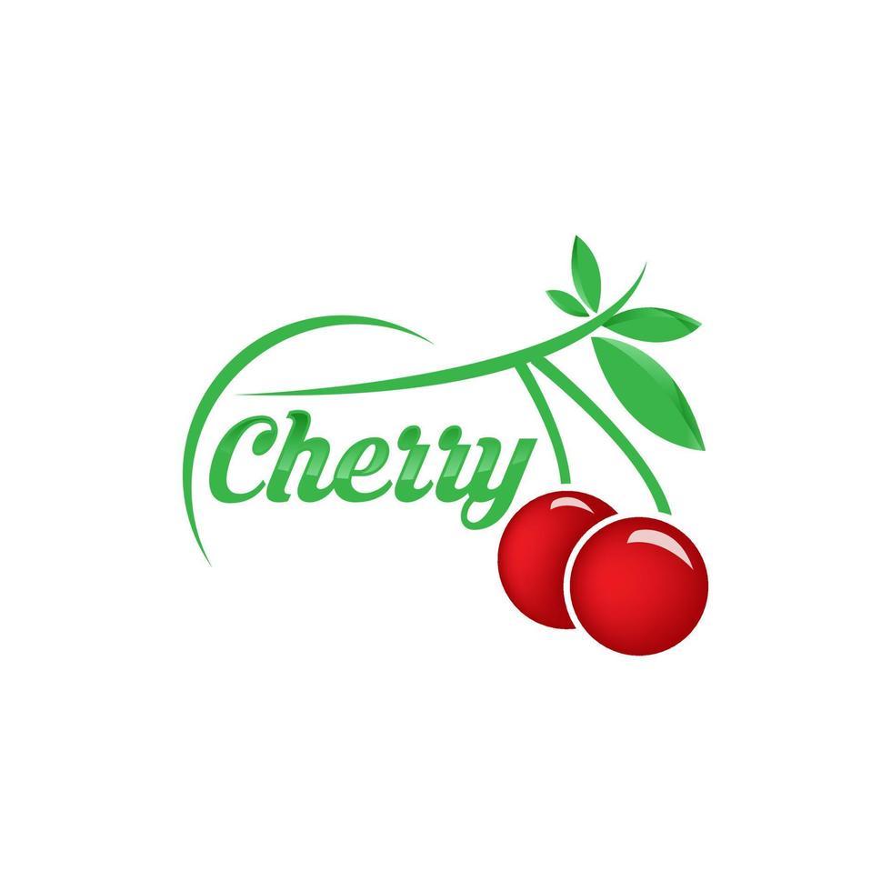 modelo de vetor de logotipo de cereja, ícone de cereja, ilustração vetorial de frutas, cerejas doces, cerejas frescas e saudáveis