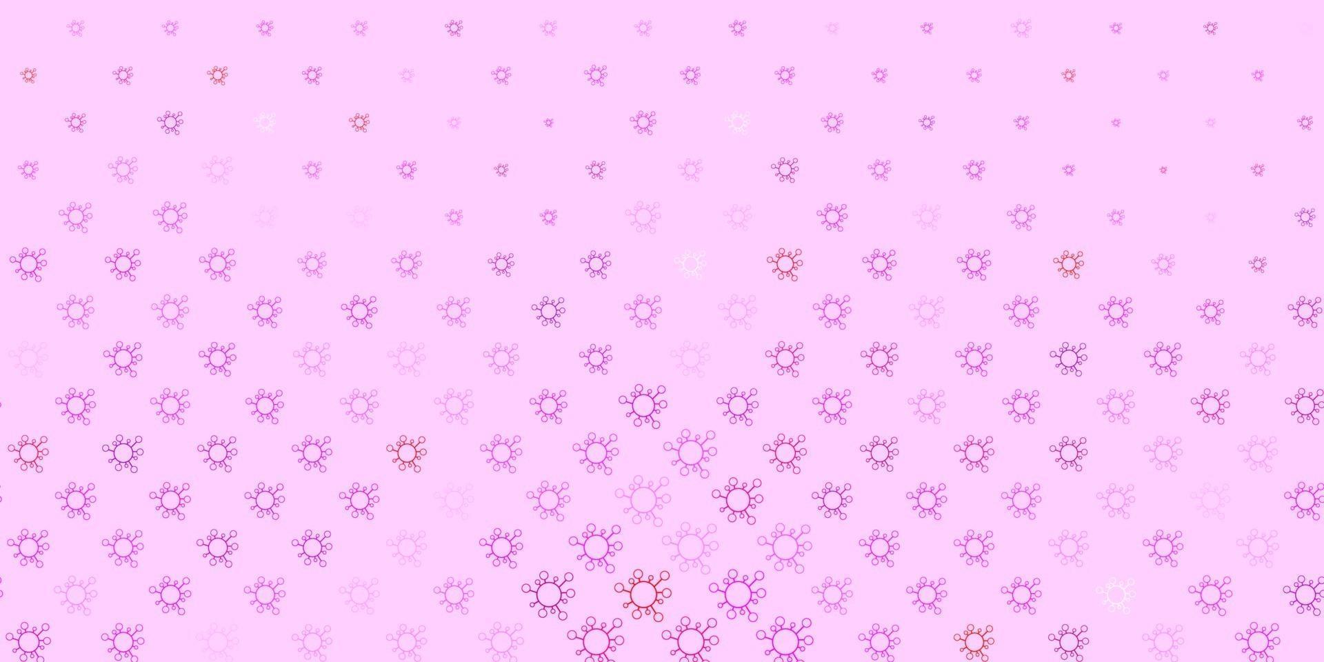 pano de fundo vector rosa claro roxo com símbolos de vírus.