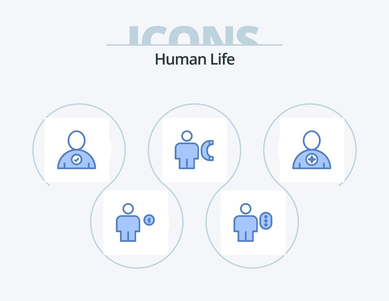 design de ícones do pacote de 5 ícones azuis humanos. info. chamar. humano. corpo. do utilizador vetor