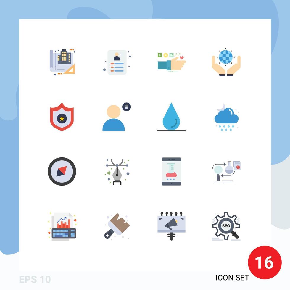 pacote de interface do usuário de 16 cores planas básicas da polícia, salve o monitoramento mundial, proteja o pacote editável de pulso de elementos de design de vetores criativos