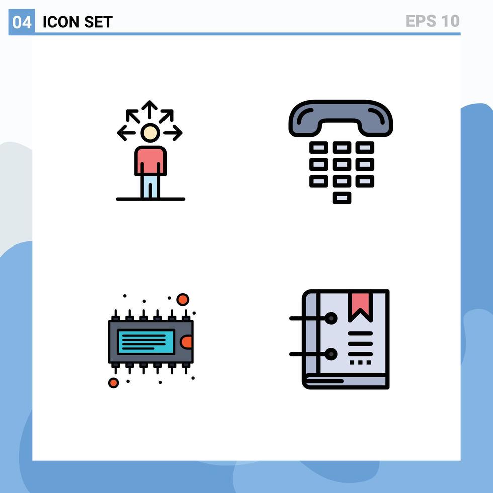 4 ícones criativos sinais e símbolos modernos do componente de comunicação contato humano elementos de design de vetores eletrônicos editáveis