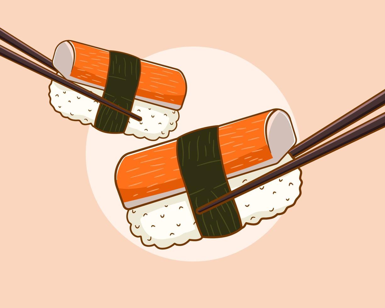 ilustração de desenho animado de sushi kanikama vetor
