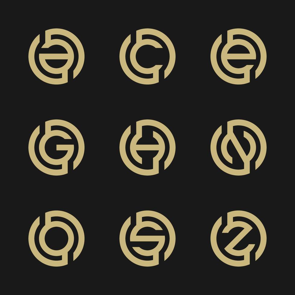letra a, c, e, g, h, n, o, s, z ilustração em vetor de design de logotipo abstrato