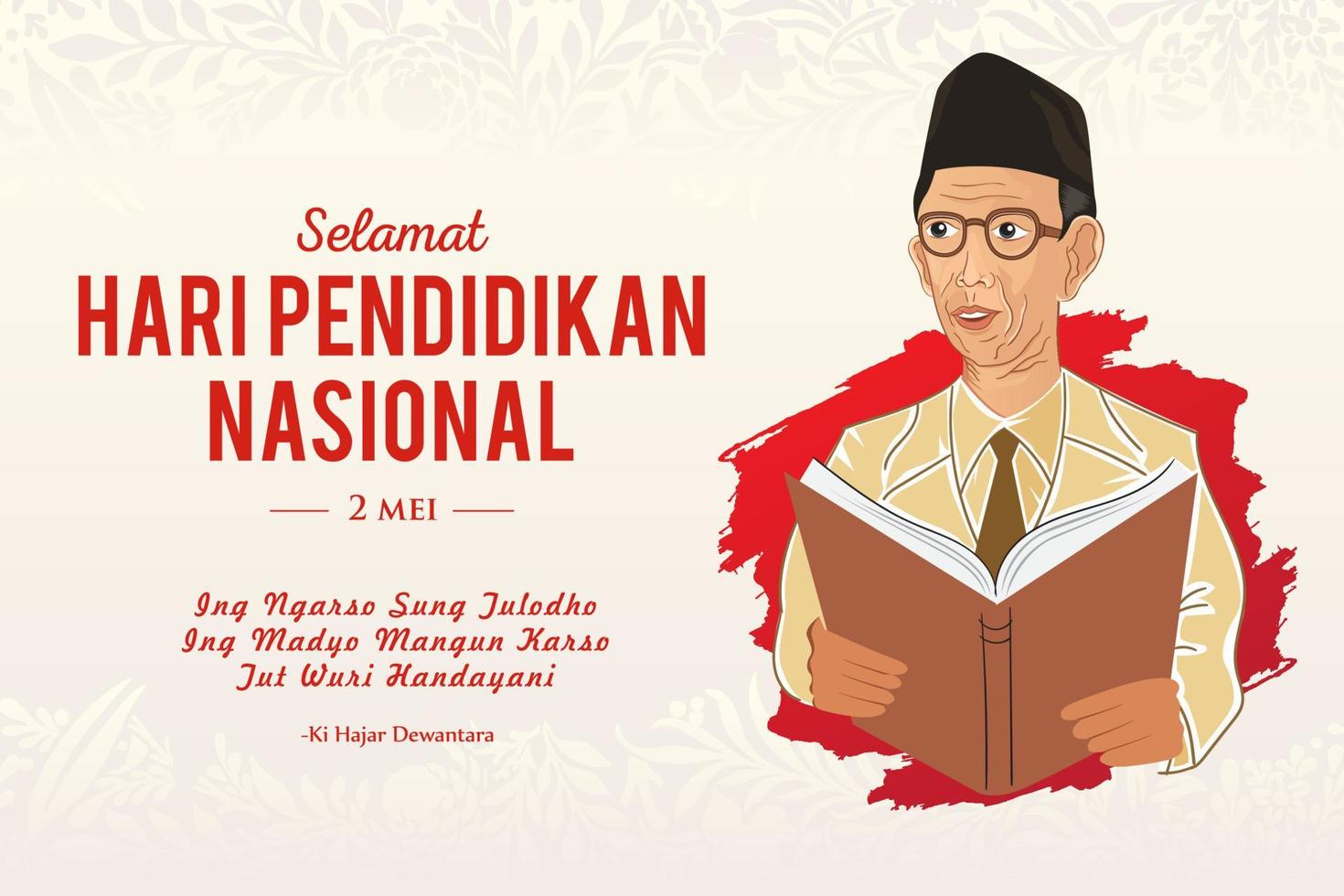 selamat hari pendidikan nasional 2 mei, tradução 2 de maio, feliz dia nacional da educação da indonésia vetor