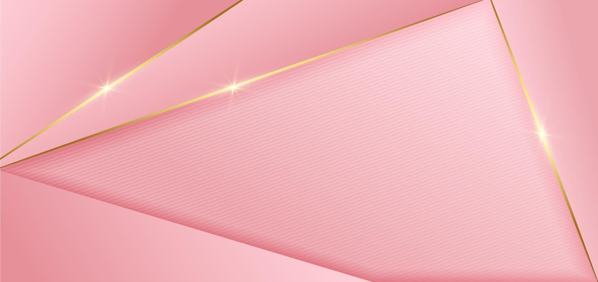 desenho rosa abstrato geométrico fundo decoração linhas douradas com espaço de cópia para o texto. estilo de luxo. vetor