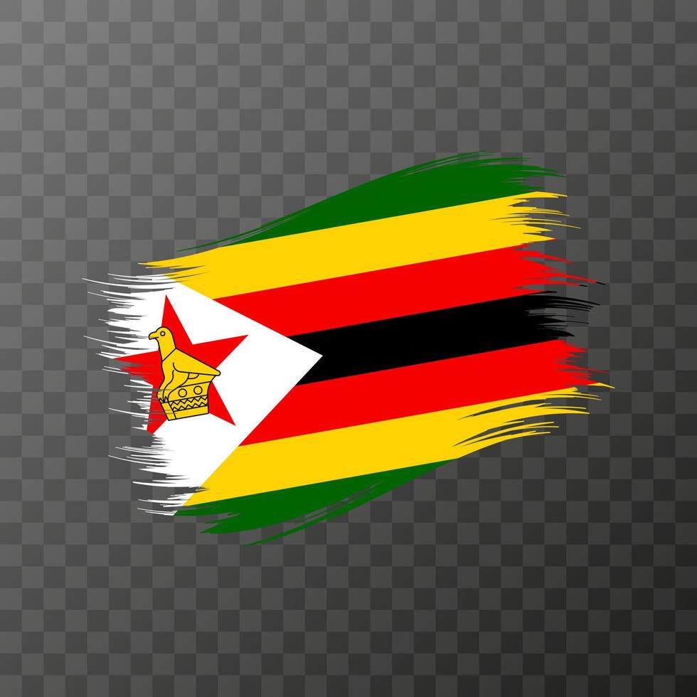 bandeira nacional do zimbábue. pincelada de grunge. vetor