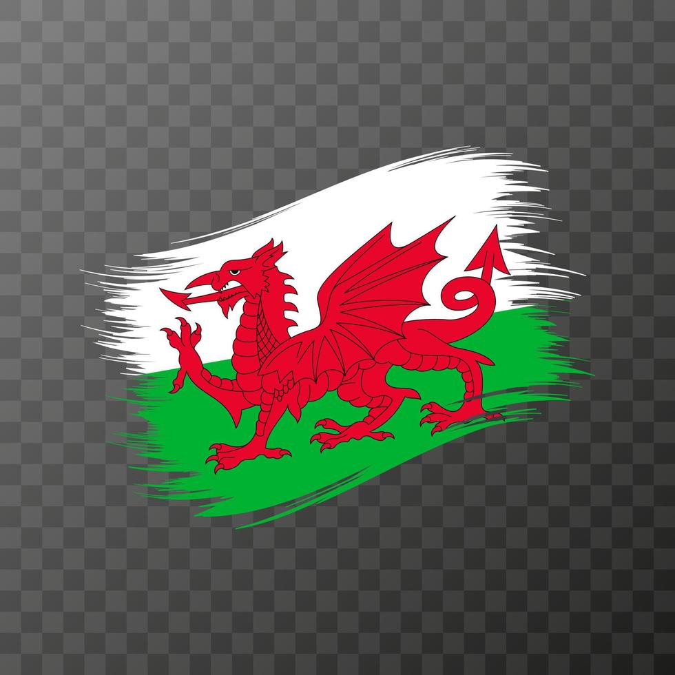 bandeira nacional do País de Gales. pincelada de grunge. vetor