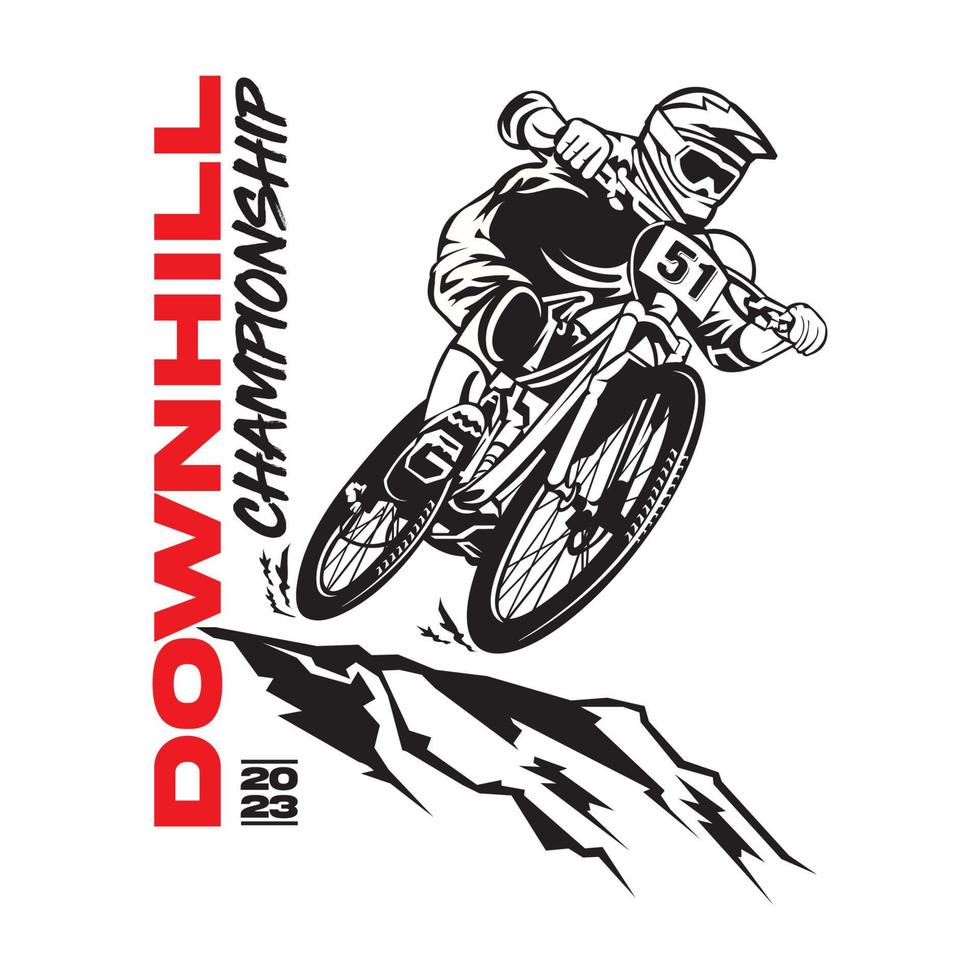 ilustração vetorial de esporte de mountain bike em declive extremo, perfeita para logotipo de evento de navio chanpion e design de camiseta vetor