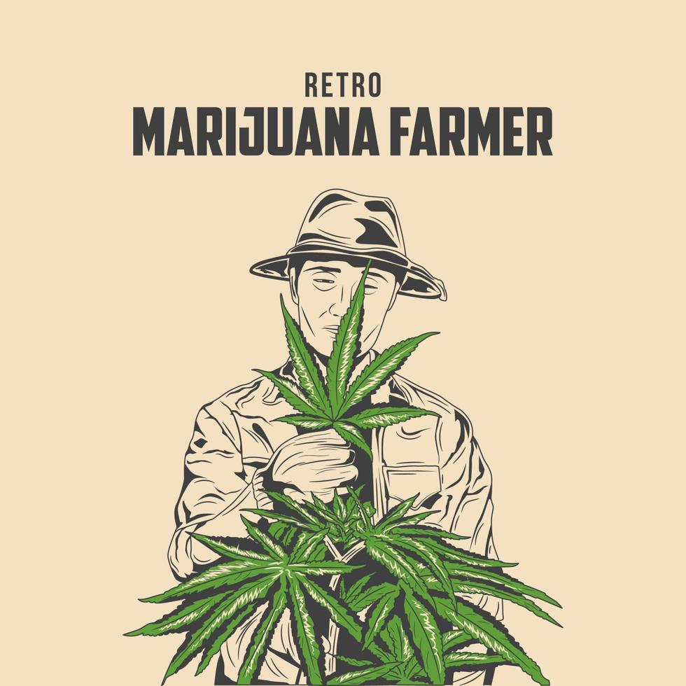 vetor retrô de fazendeiro de cannabis ilustração stock