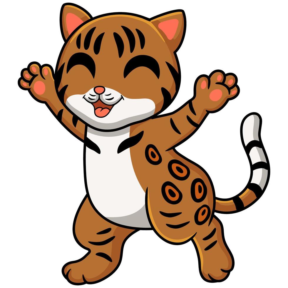 lindo desenho animado de gato de Bengala andando vetor