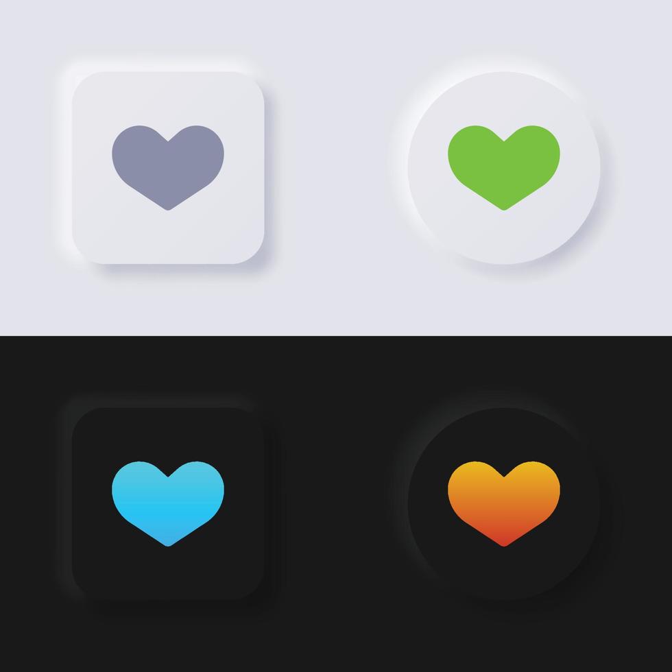 conjunto de ícones de coração, design de interface do usuário suave de botão de neumorfismo multicolorido para web design, interface do usuário de aplicativo e muito mais, conjunto de ícones, botão, vetor. vetor