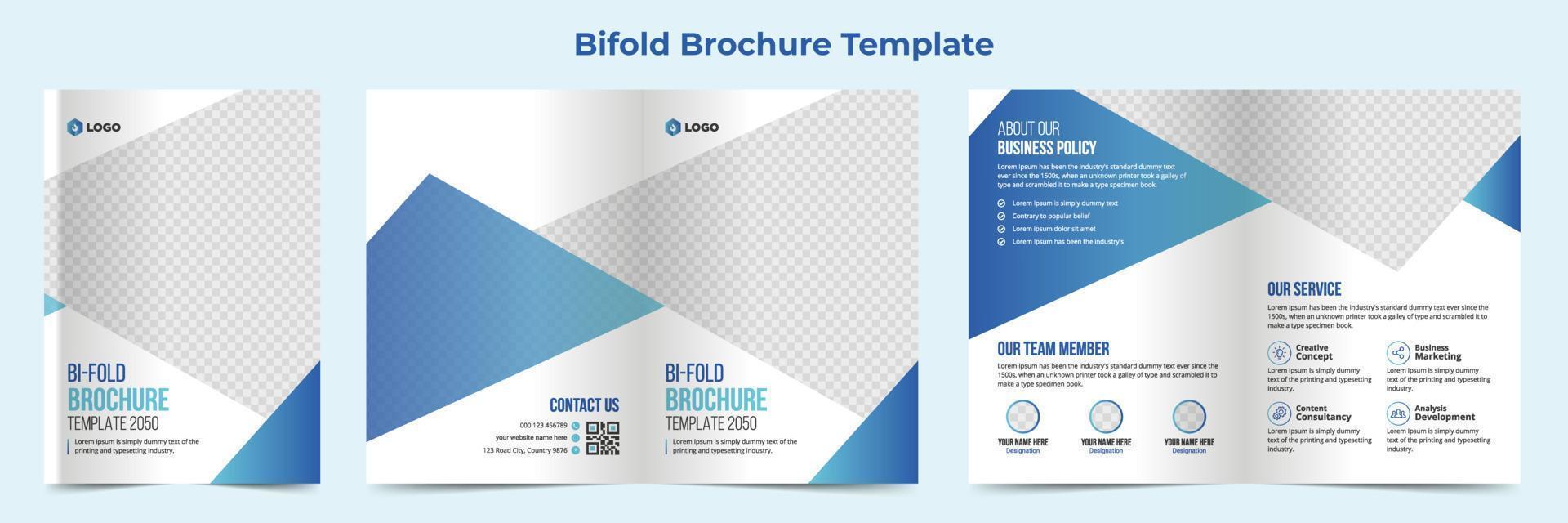 design de modelo de brochura com duas dobras de negócios corporativos criativos, brochura com duas dobras de negócios abstratos, design de modelo de brochura vetorial. design de brochura, capa, relatório anual, cartaz, folheto bifold vetor