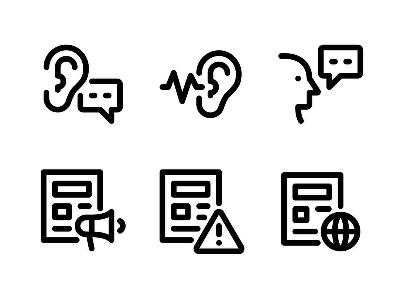 conjunto simples de ícones de linha de vetor de jornal de notícias