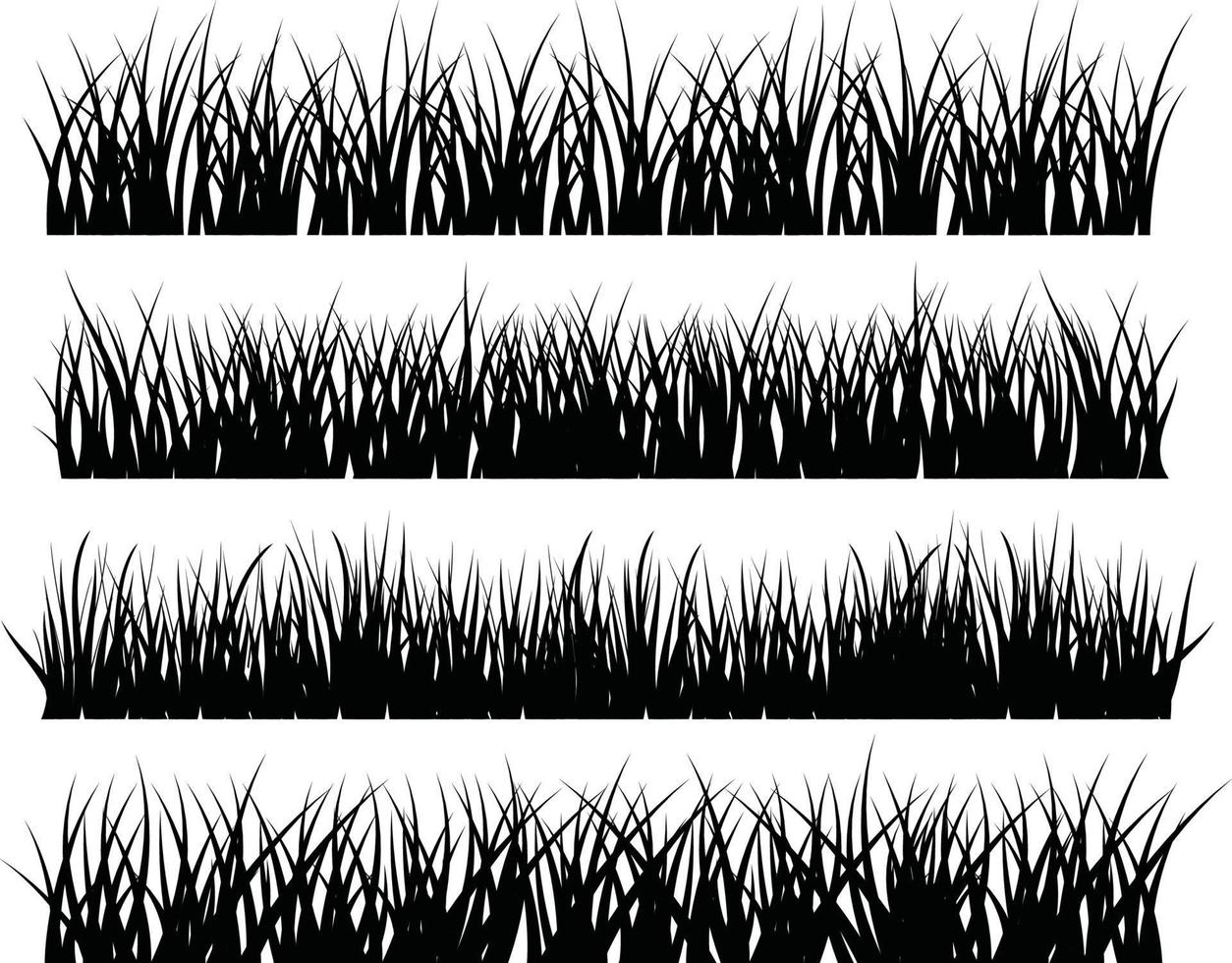 conjunto de bordas de grama grande, ilustração vetorial vetor