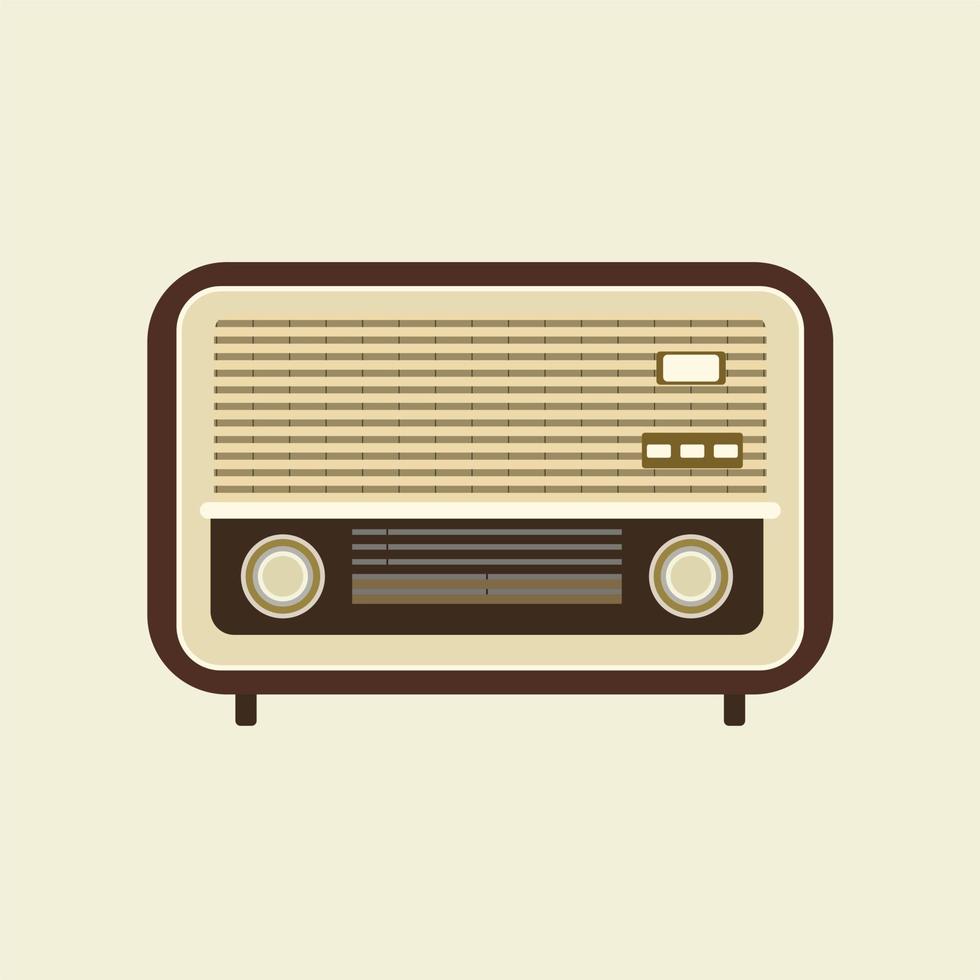 ilustração em vetor design plano de rádio vintage antigo. rádio retrô analógico, estilo clássico