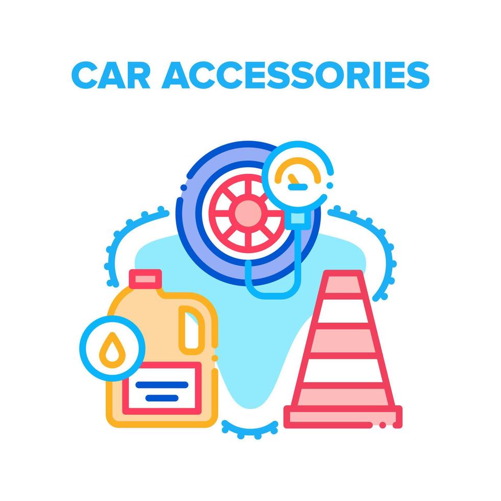 ilustração de cor de conceito de vetor de acessórios de carro