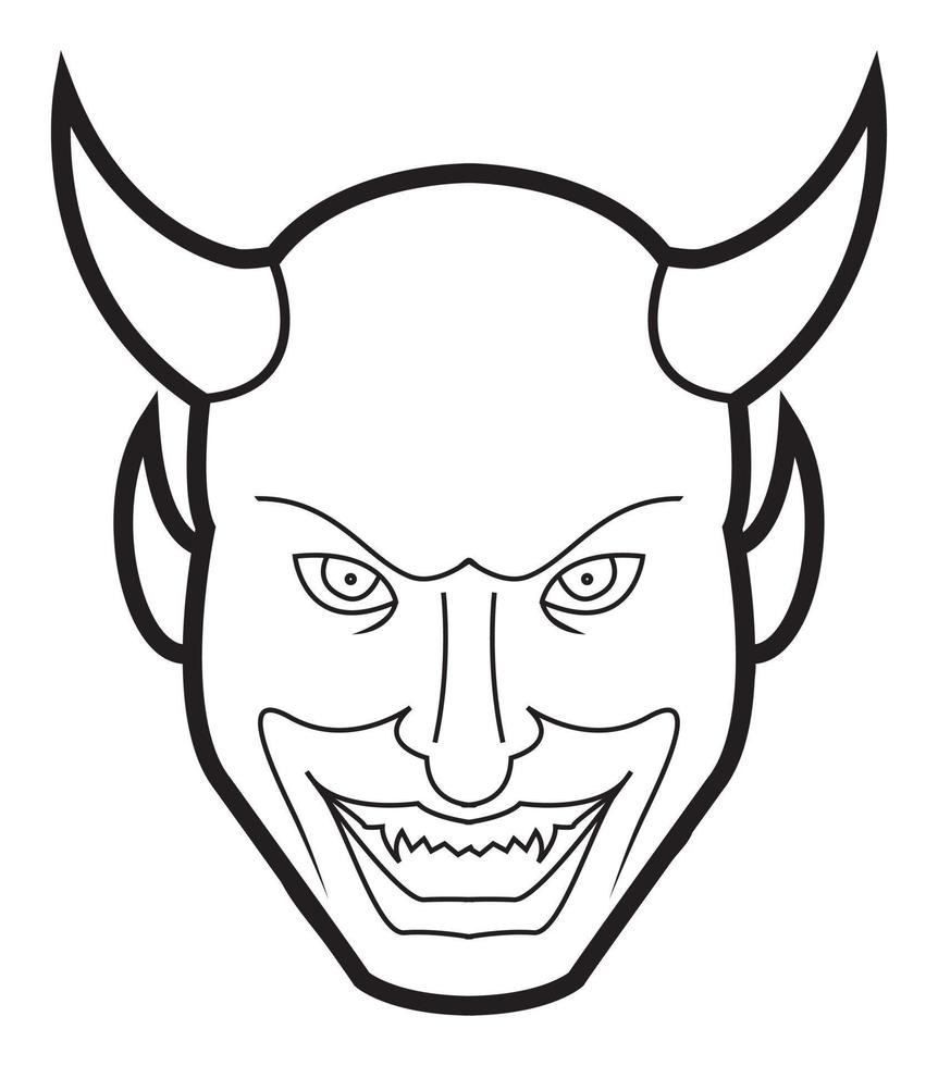 ilustração em vetor preto e branco do diabo