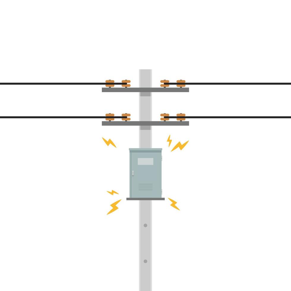 vetor de pólo elétrico quebrado. poste elétrico em fundo branco. espaço livre para texto. copie o espaço.