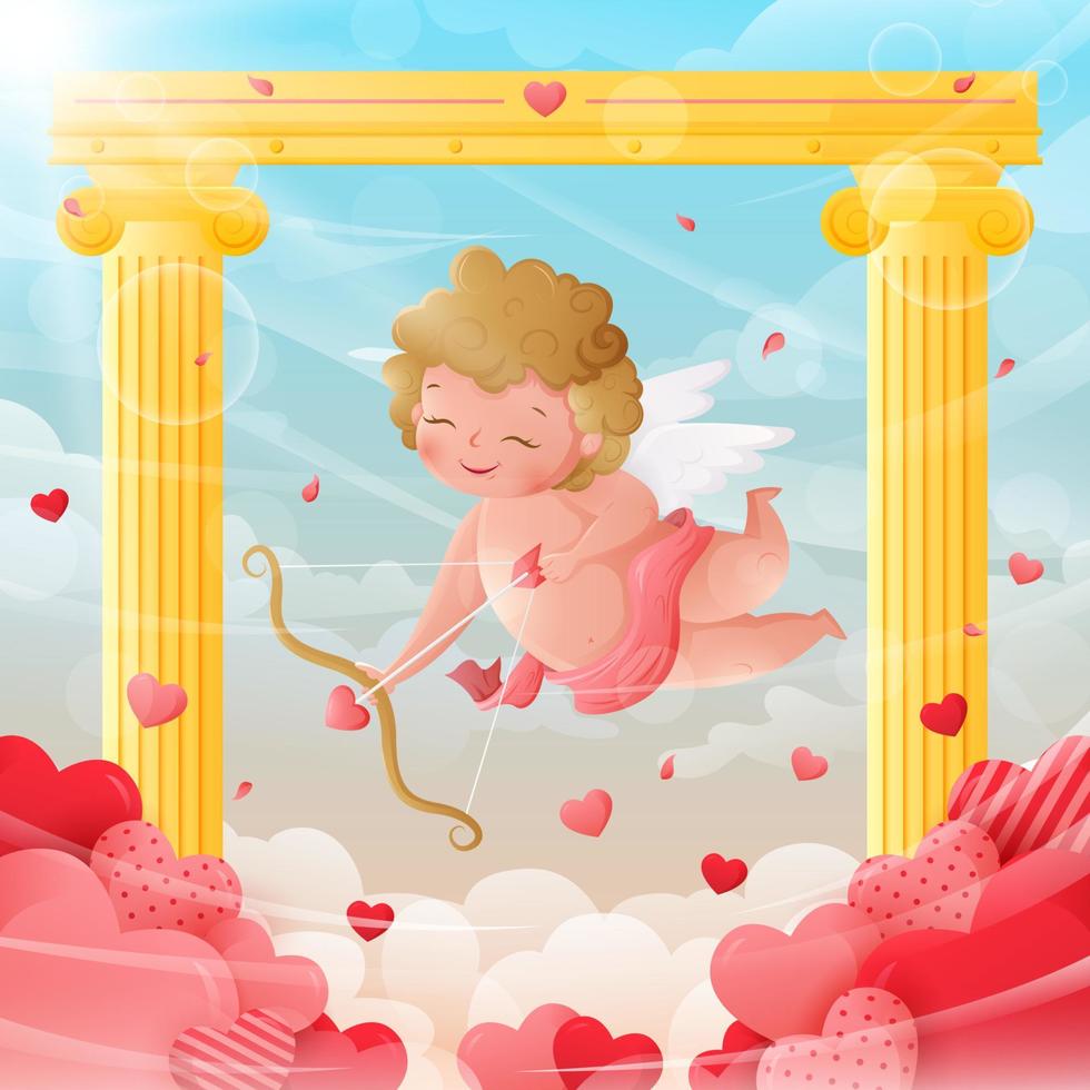 dia dos namorados com cupido espalhando amor vetor