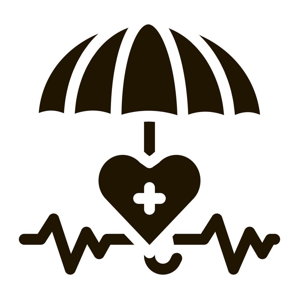 coração cardio e ícone de guarda-chuva vector glifo ilustração