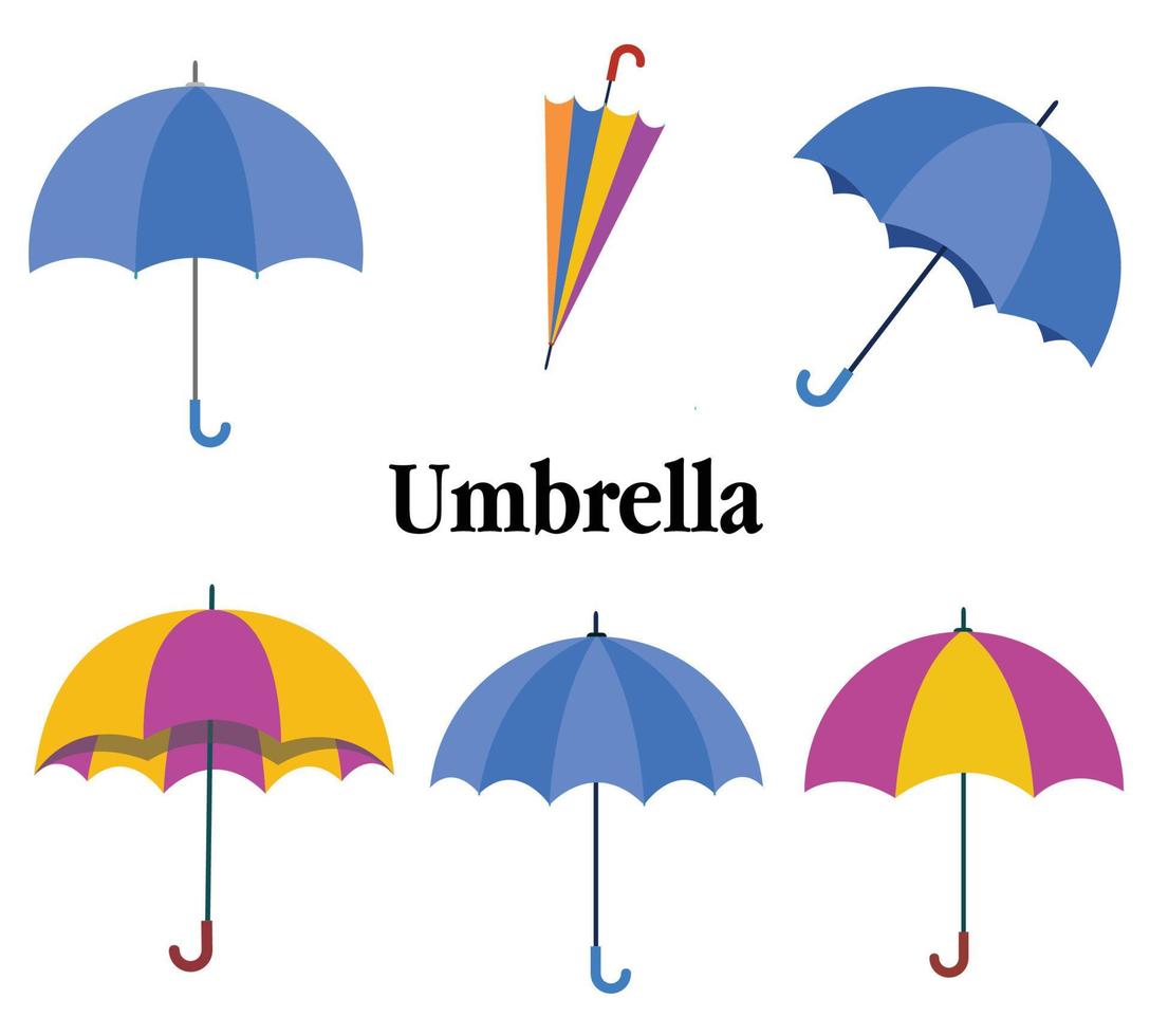 conjunto de guarda-chuva isolado e realista. vetor
