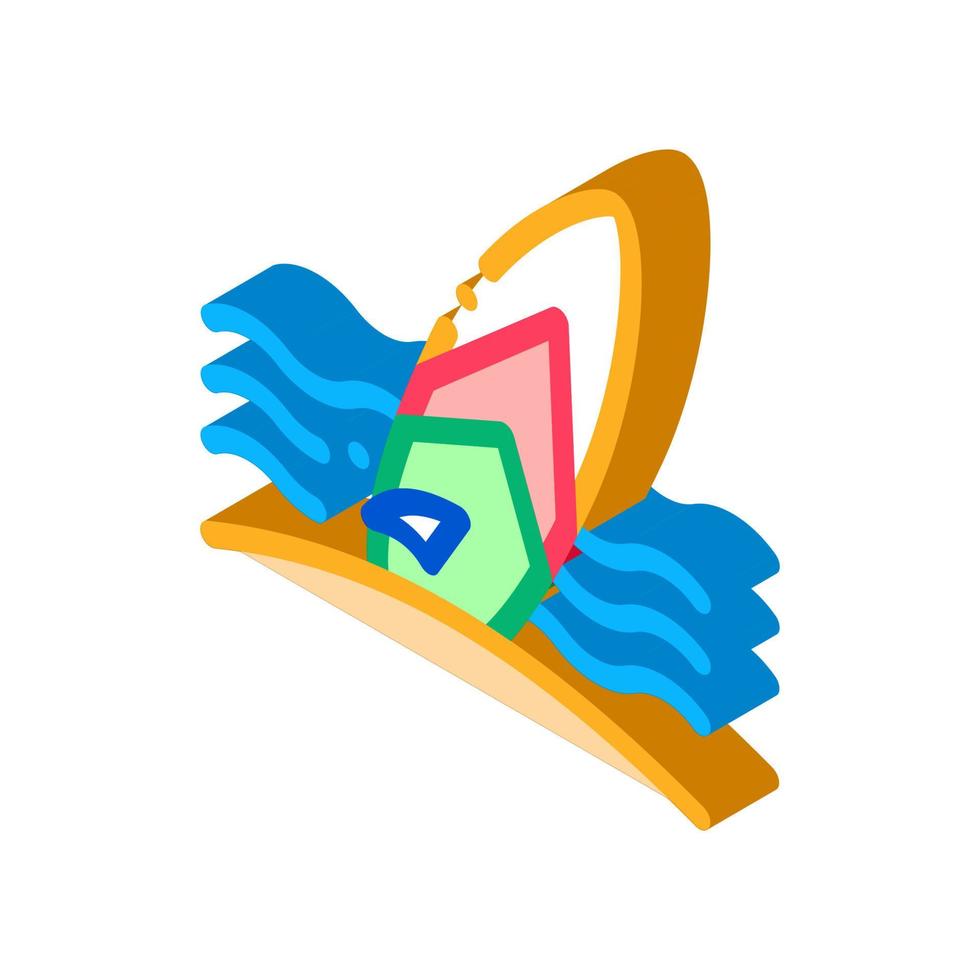 prancha de surf na ilustração vetorial de ícone isométrico à beira-mar vetor