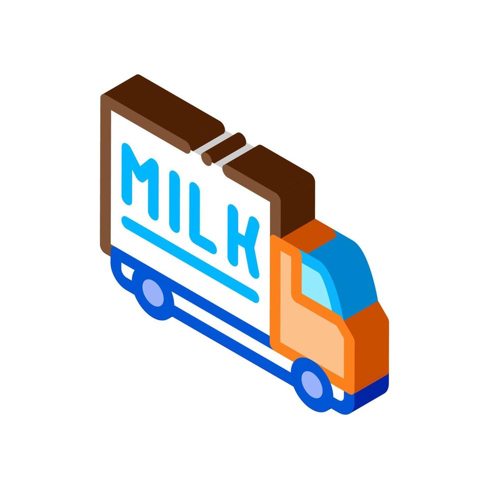 caminhão com ilustração vetorial de ícone isométrico de leite vetor