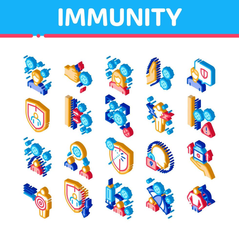 vetor de conjunto de ícones de defesa biológica humana de imunidade