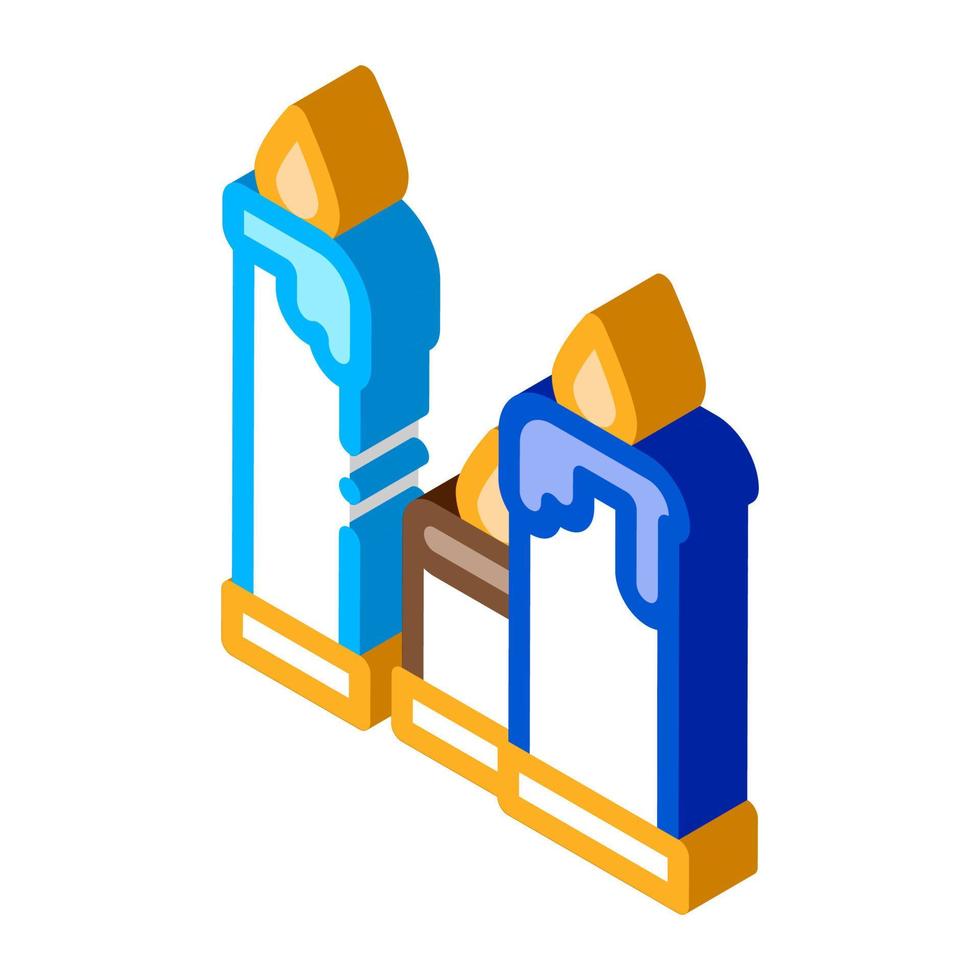 ilustração em vetor ícone isométrico de velas de igreja acesas
