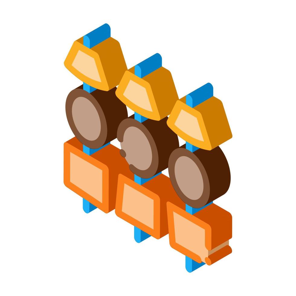 fondue de queijo em ilustração vetorial de ícone isométrico de espetos vetor