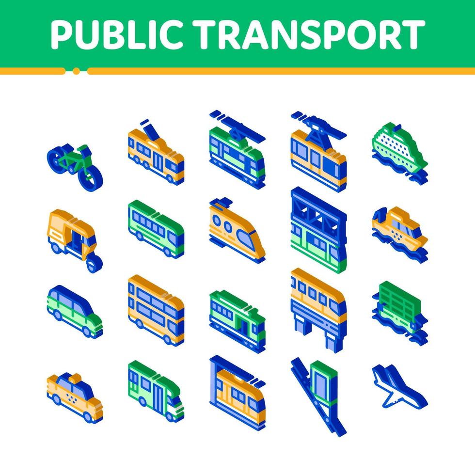 conjunto isométrico de vetor de transporte público