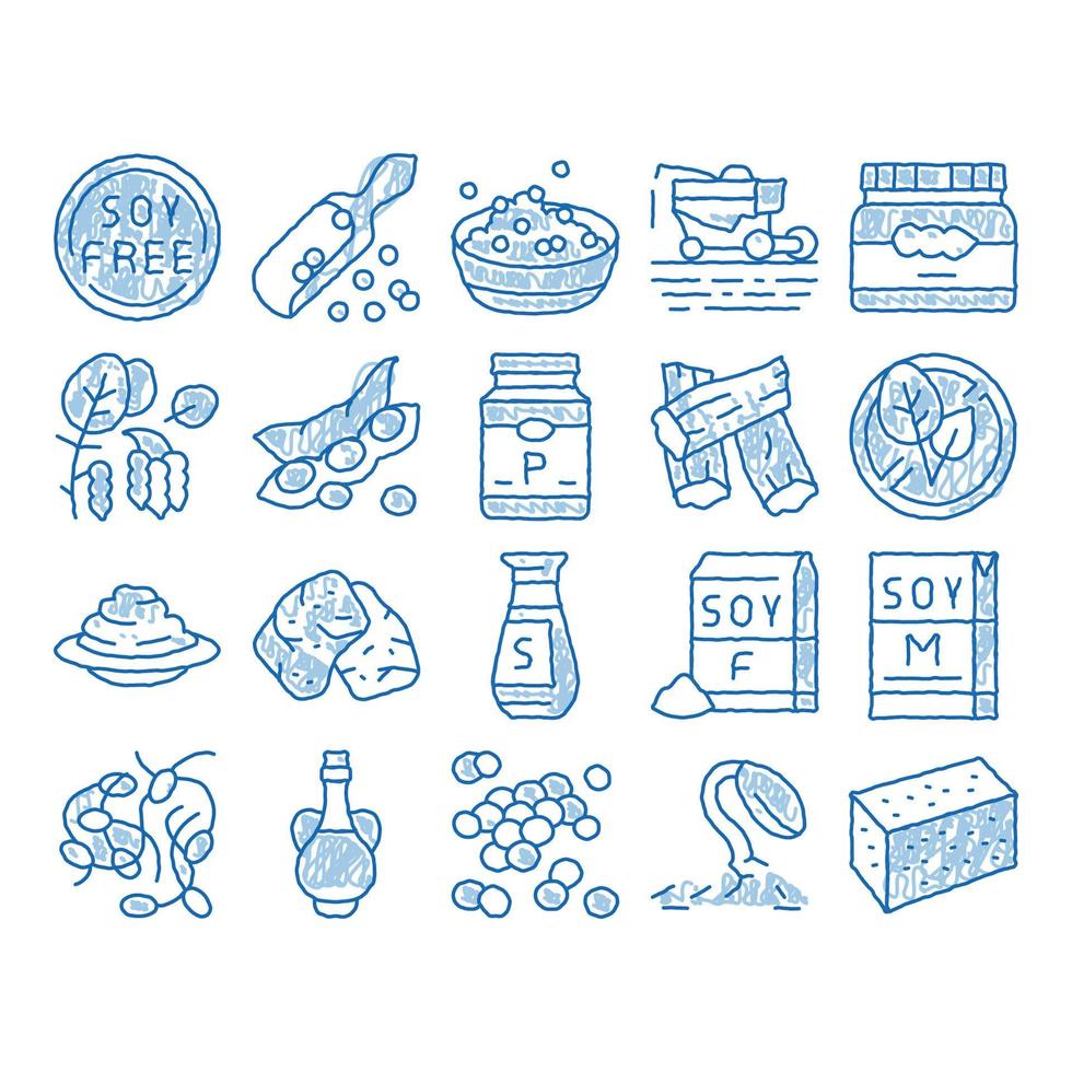 ícone de produto alimentar de soja ilustração desenhada à mão vetor