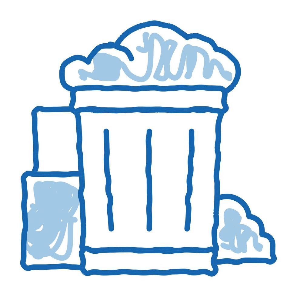 recipiente com ícone de rabisco de lixo ilustração desenhada à mão vetor