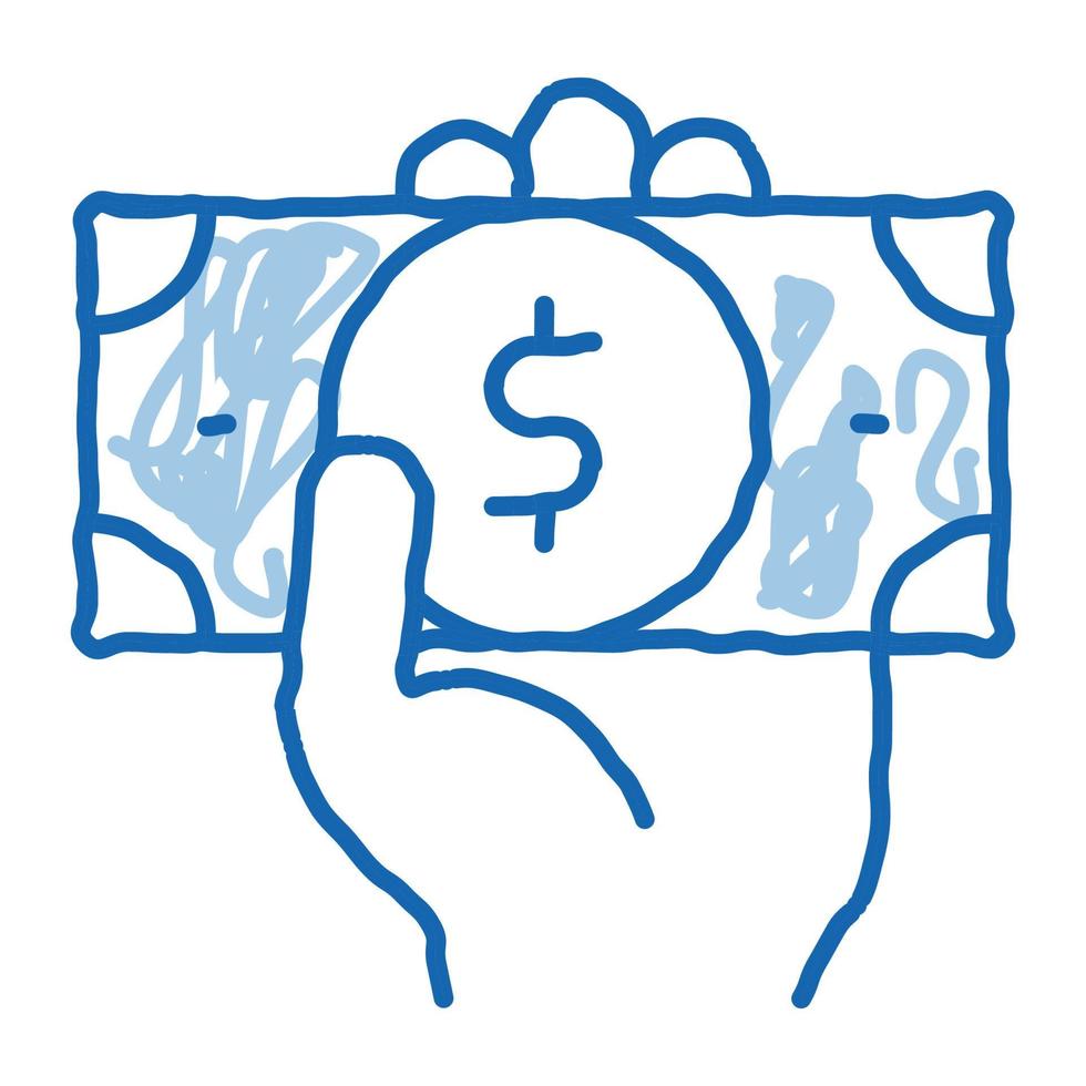 voluntários apoiam ícone de doodle de dinheiro ilustração desenhada à mão vetor