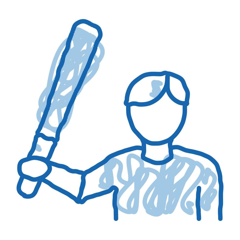 ilustração desenhada à mão do ícone do doodle do jogador de beisebol vetor