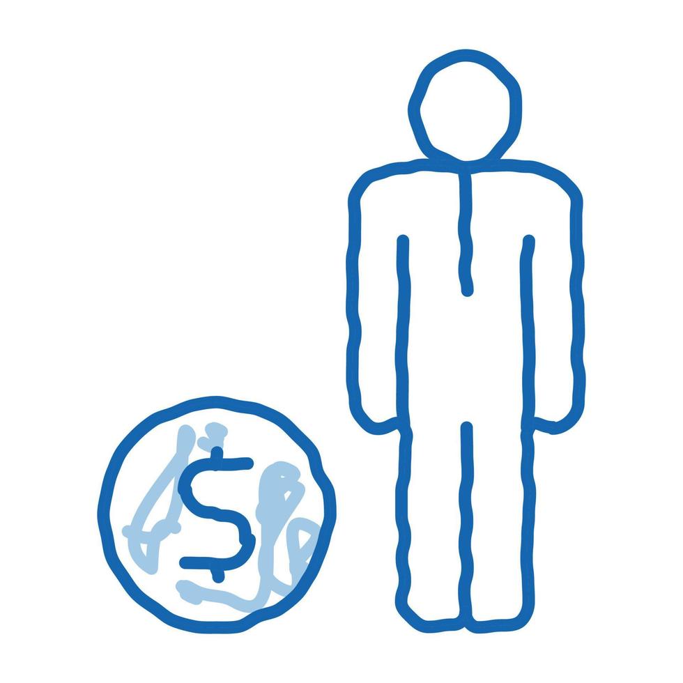 ícone de rabisco de moeda de dólar humano ilustração desenhada à mão vetor