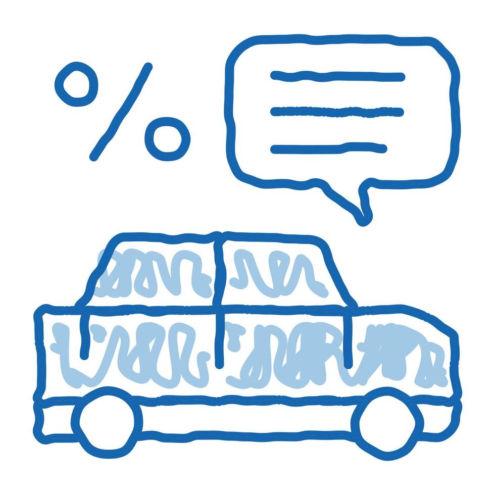 citação de porcentagem de carro ícone de rabisco ilustração desenhada à mão vetor
