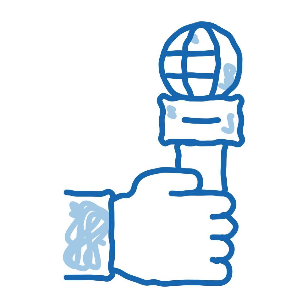 ícone de rabisco de microfone de mão ilustração desenhada à mão vetor