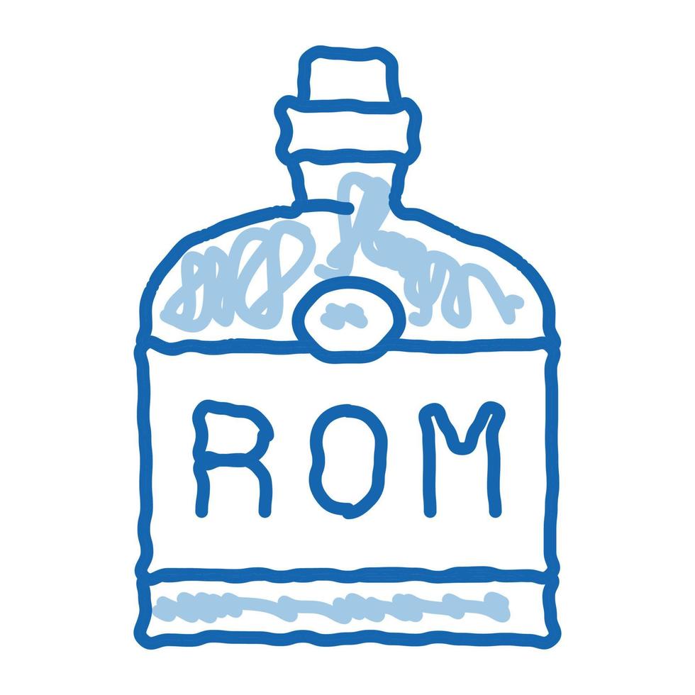 ícone de rabisco de garrafa de bebida de rum ilustração desenhada à mão vetor
