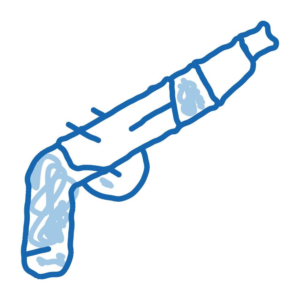 arma pistola doodle ícone mão desenhada ilustração vetor