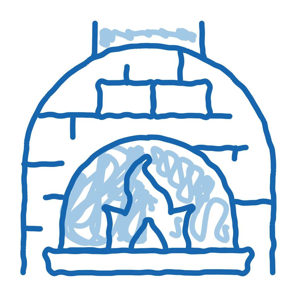 ícone de rabisco de forno de chamas ilustração desenhada à mão vetor