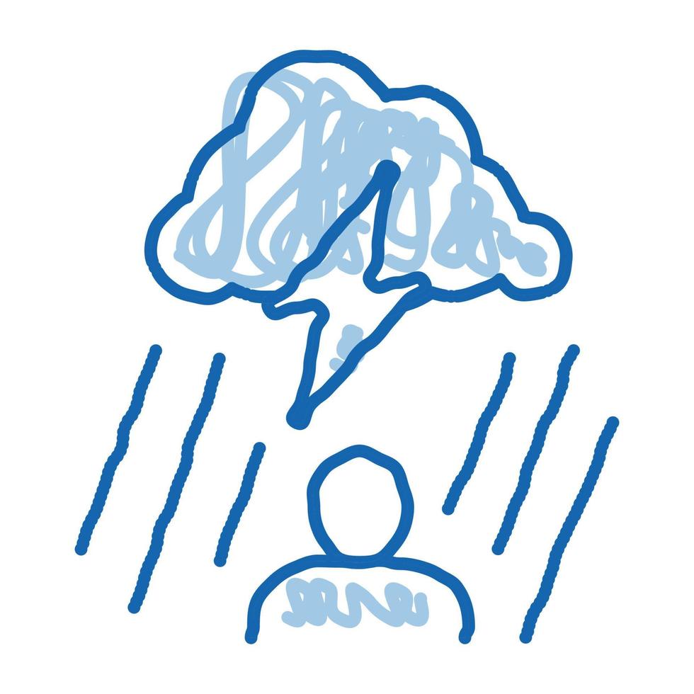 homem de nuvem chuvosa doodle ícone ilustração desenhada à mão vetor