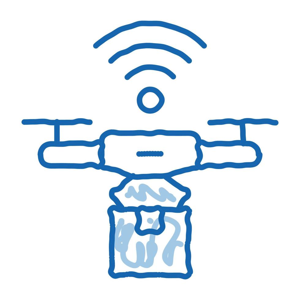 ícone de doodle de drone voador ilustração desenhada à mão vetor