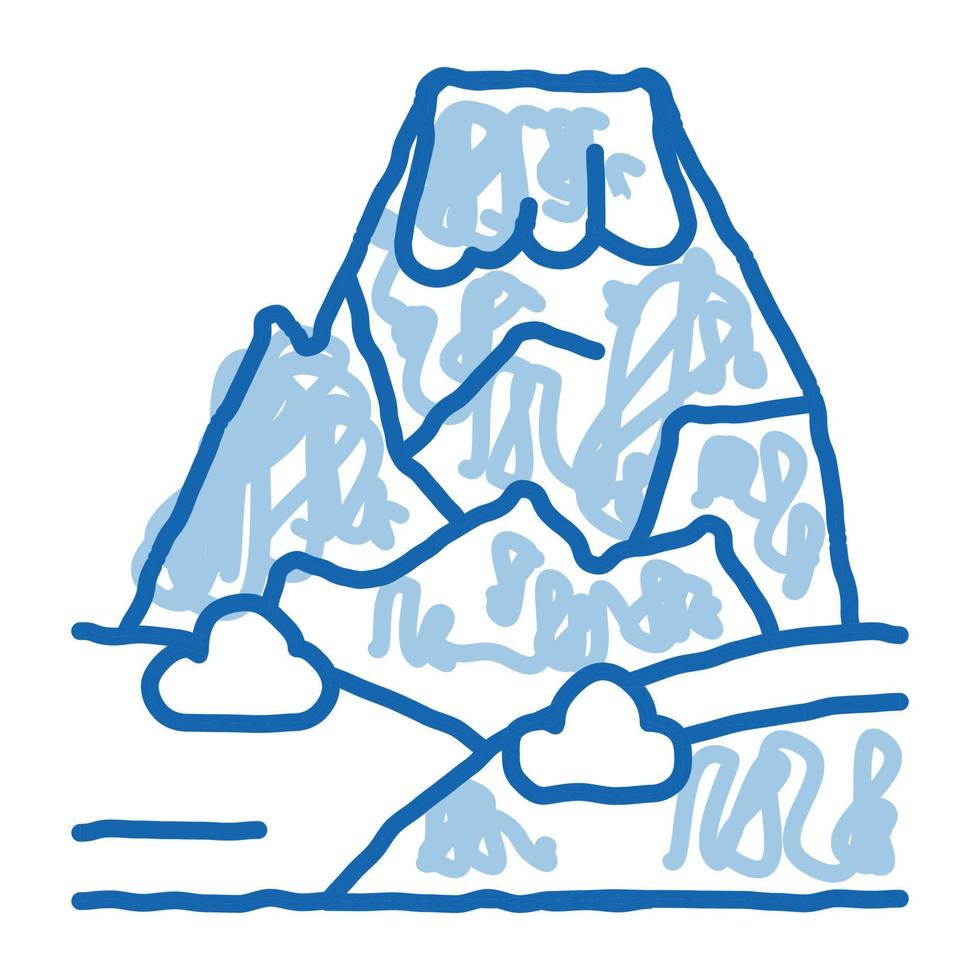 ícone de rabisco de conceito de montanha ilustração desenhada à mão vetor