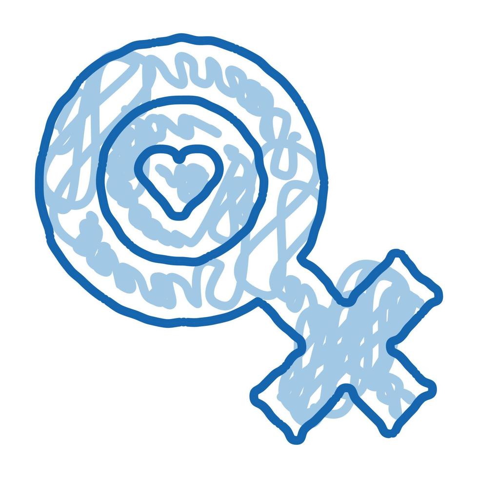 marca feminina ícone de doodle de coração ilustração desenhada à mão vetor
