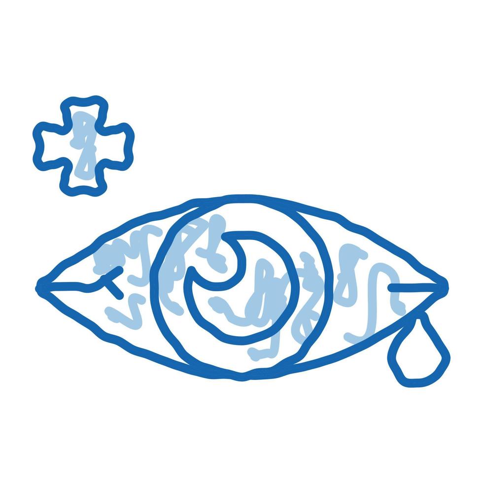ícone de doodle de órgão ocular doente dolorido ilustração desenhada à mão vetor