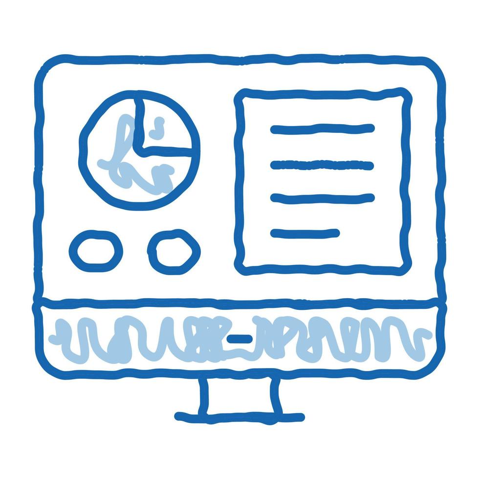 análise na tela do computador ícone de doodle ilustração desenhada à mão vetor